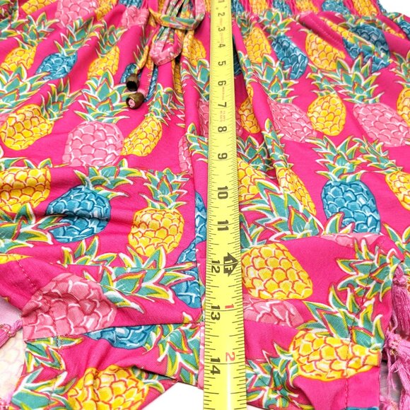 Simply Southern Pink Pineapple Shorts L/XL Fringe Tassel Pull On Tropical - Picture 14 of 16